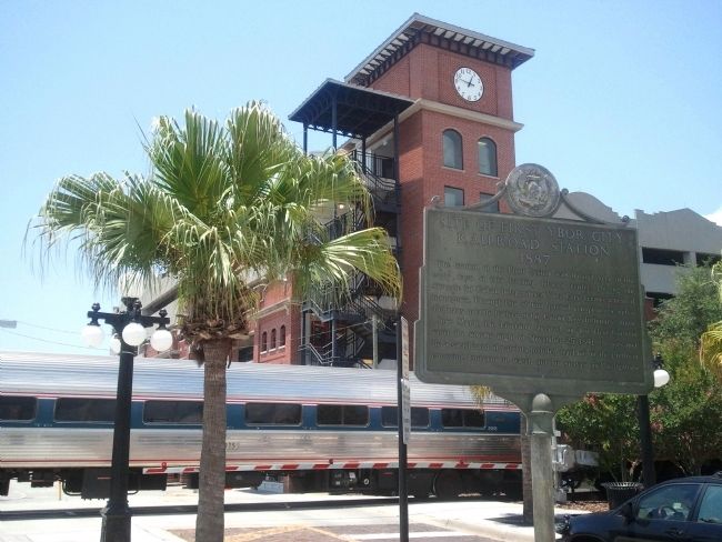 Site of First Ybor City Railroad Station Marker. Click for full size. Site of First Ybor City Railroad Station Marker image. Click for full size.