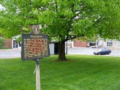 Westwood side of the marker with Main Street in background image. Click for full size.