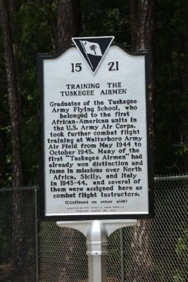 Training the Tuskegee Airmen Marker. Click for full size. Training the Tuskegee Airmen Marker image. Click for full size.