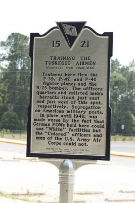 Training the Tuskegee Airmen Marker, reverse side image. Click for full size.