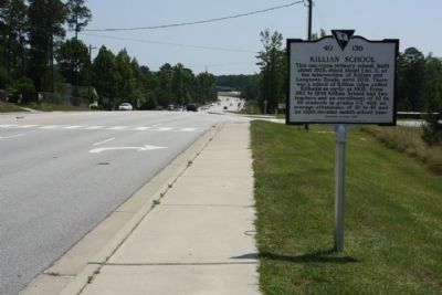 Killian School Marker, looking east along Clemson Road. Click for full size. Killian School Marker, looking east along Clemson Road image. Click for full size.