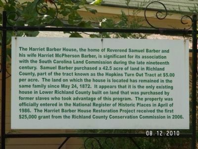 Harriet Barber House Fact Sign image. Click for full size.