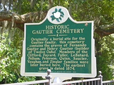 Historic Gautier Cemetery Marker image. Click for full size.