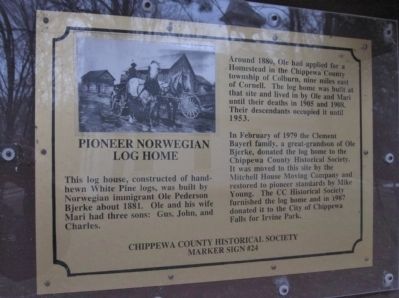 Pioneer Norwegian Log Home Marker image. Click for full size.