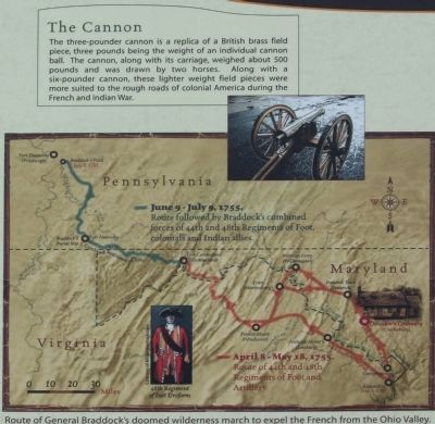 Route of General Braddock's doomed wilderness march to expel the French from the Ohio Valley. image. Click for full size.