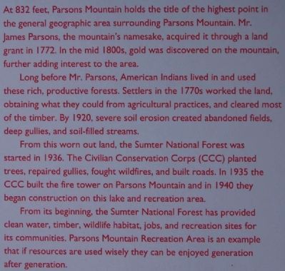 Parsons Mountain Marker image. Click for full size.