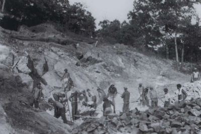 Parsons Mountain Marker -<br>Civilian Conservation Corps Crew Working on Road Bed image. Click for full size.