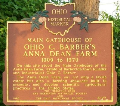 Main Gatehouse of Ohio C. Barber's Anna Dean Farm Marker image. Click for full size.