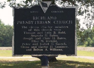Richland Presbyterian Church Marker, reverse side image. Click for full size.