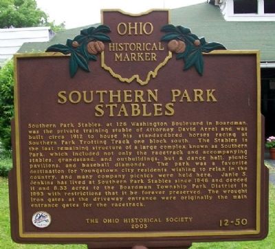Southern Park Stables Marker image. Click for full size.