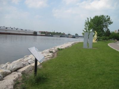 Marker and Artwork along the Fox River Trail. image. Click for full size.