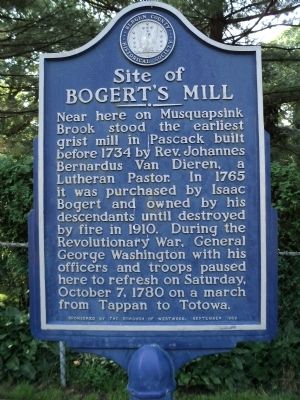 Site of Bogert’s Mill Marker. Click for full size. Site of Bogert’s Mill Marker image. Click for full size.