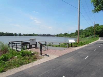 Impact and Hazelwood Markers beside the Fox River. image. Click for full size.