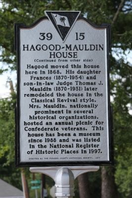 Hagood-Mauldin House Marker (reverse) image. Click for full size.