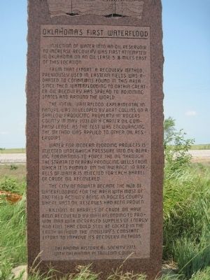Oklahoma's First Waterflood Marker image. Click for full size.