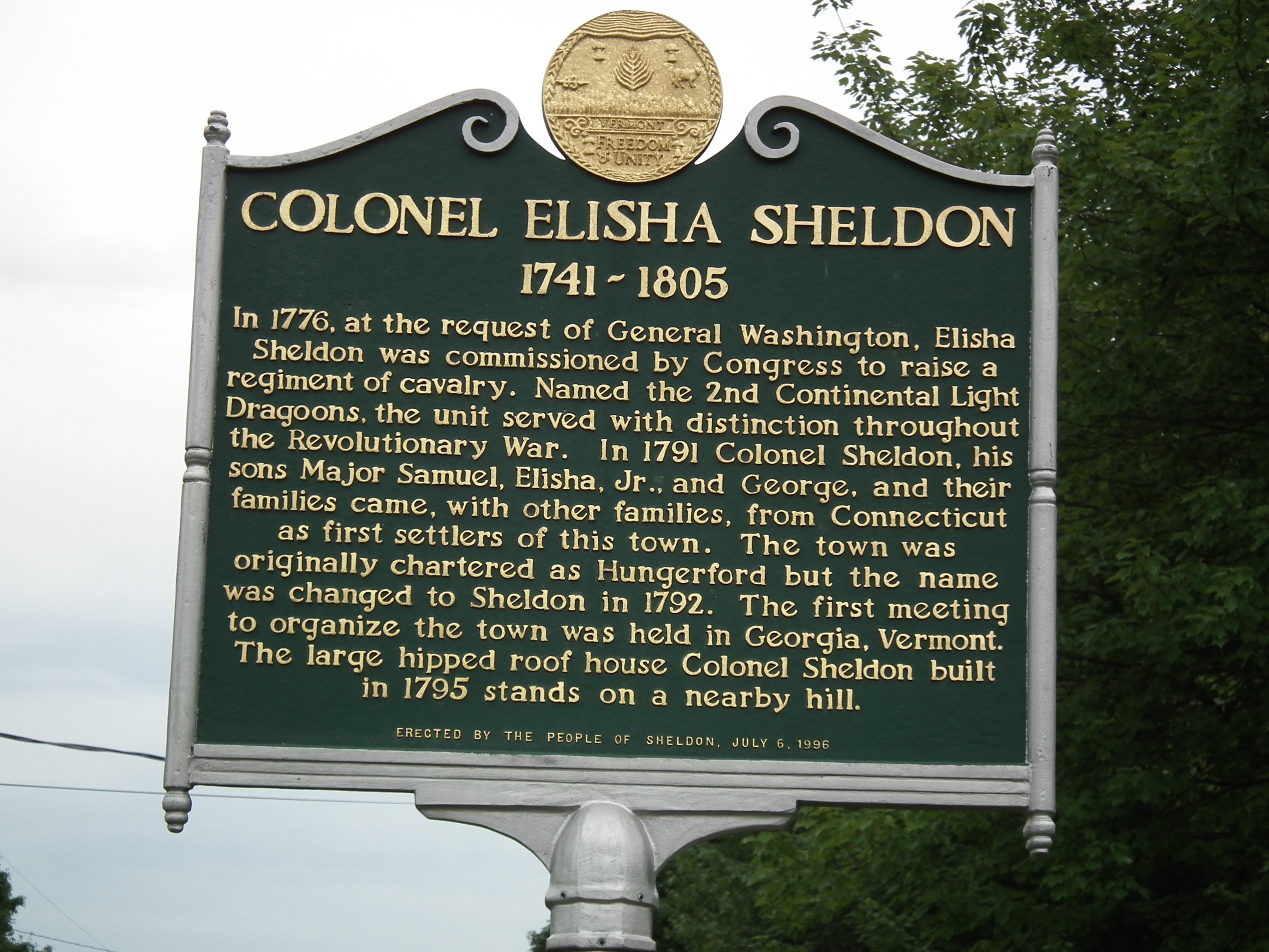 Colonel Elisha Sheldon Marker