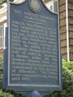 Van Houten-Yeomans Homestead Marker image. Click for full size.