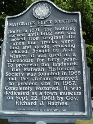 Mahwahs First Station Marker image. Click for full size.
