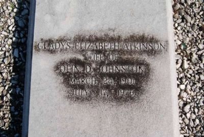 Gladys Elizabeth Atkinson Tombstone<br>Barkers Creek Baptist Church Cemetery image. Click for full size.