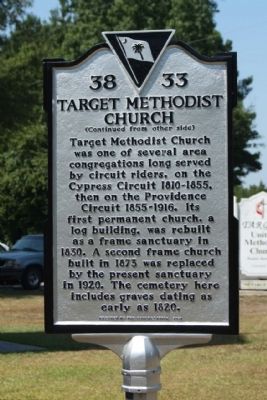 Target Methodist Church Marker, reverse side image. Click for full size.