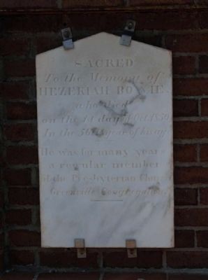 Hezekiah Bowie Tombstone<br>Eli Bowie's Second Son. Click for full size. Hezekiah Bowie Tombstone<br>Eli Bowie's Second Son image. Click for full size.