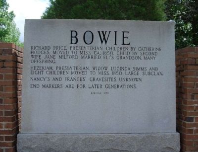 Bowie Marker<br>Reverse (West) Inscription image. Click for full size.