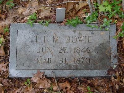 T.F.M. Bowie Tombstone<br>Old Bowie Cemetery. Click for full size. T.F.M. Bowie Tombstone<br>Old Bowie Cemetery image. Click for full size.