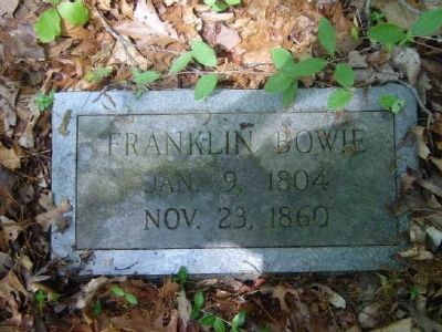 Franklin Bowie Tombstone<br>Old Bowie Cemetery image. Click for full size.