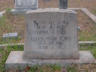 William B. & Ellen Irvin Bowie Tombstone<br>Gilgal Church Cemetery<br>Eli Bowie's Third Son image. Click for full size.