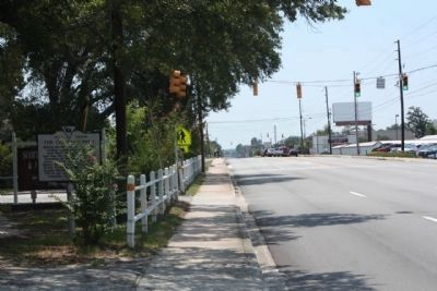 The Cherokee Path Marker, looking southwest along Highway US-1 ( Augusta Road). Click for full size. The Cherokee Path Marker, looking southwest along Highway US-1 ( Augusta Road) image. Click for full size.