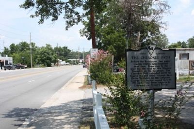 The Cherokee Path Marker, looking northeast along Augusta Road image. Click for full size.