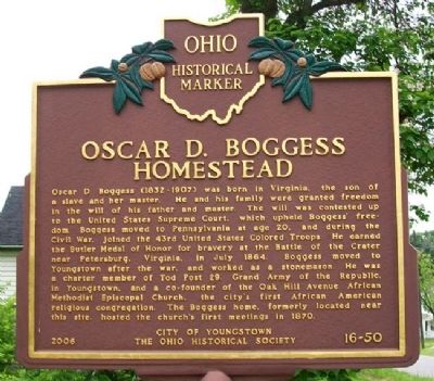 Oscar D. Boggess Homestead Marker (Side A) image. Click for full size.