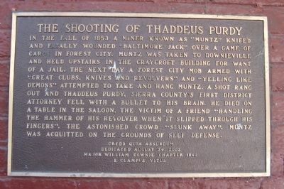 The Shooting of Thaddeus Purdy Marker image. Click for full size.