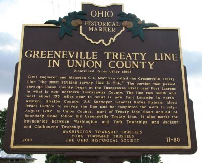 Greeneville Treaty Line in Union County Marker image. Click for full size.
