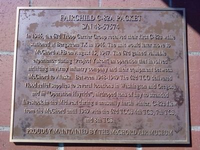 Fairchild C-82A Packet Marker. Click for full size. Fairchild C-82A Packet Marker image. Click for full size.