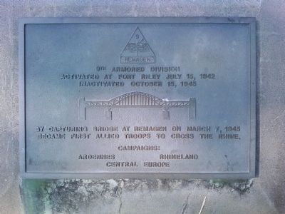 9th Armored Division Marker. Click for full size. 9th Armored Division Marker image. Click for full size.