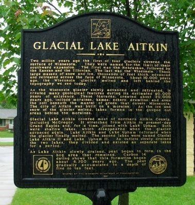 Glacial Lake Aitkin Marker (side 1) image. Click for full size.