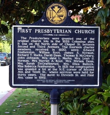 First Presbyterian Church Marker, Side 1 image. Click for full size.