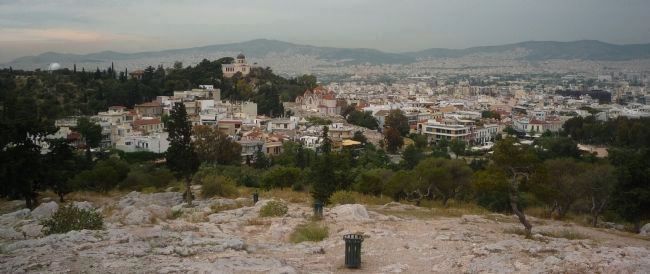 Nymph's Hill, seen to the northwest from Areopagus Hill image. Click for full size.