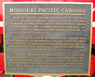 Missouri Pacific Caboose Marker image. Click for full size.