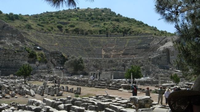 The Great Ephesus Theatre on the slope of Panayir Hill. Click for full size. The Great Ephesus Theatre on the slope of Panayir Hill image. Click for full size.