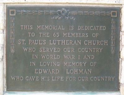 St. Paul's Lutheran Church Veterans Memorial Marker image. Click for full size.