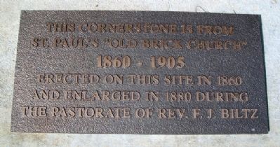 St. Paul's Lutheran Church Cornerstone Marker. Click for full size. St. Paul's Lutheran Church Cornerstone Marker image. Click for full size.