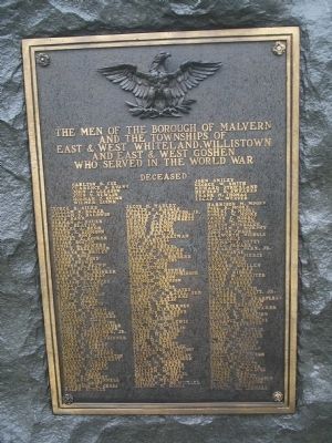 Malvern Area World War I Memorial Marker image. Click for full size.