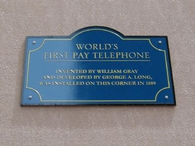 World's First Pay Telephone Marker image. Click for full size.