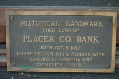 Placer County Bank Marker image. Click for full size.
