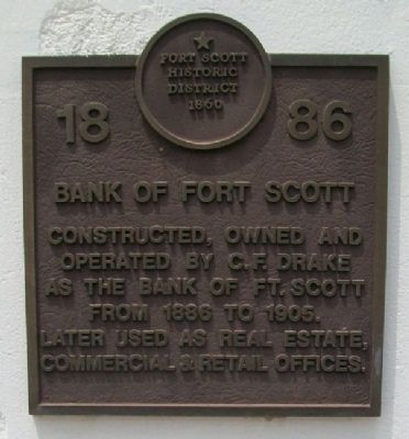 Bank of Fort Scott Marker. Click for full size. Bank of Fort Scott Marker image. Click for full size.