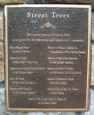 Peterson Park Street Trees Marker image. Click for full size.