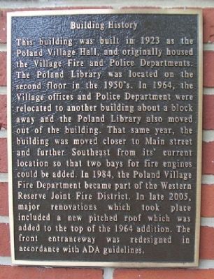 Poland Village Hall Marker image. Click for full size.