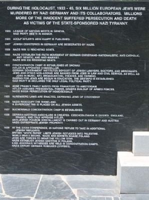 The Columbia Holocaust Memorial Monument left panel. Click for full size. The Columbia Holocaust Memorial Monument left panel image. Click for full size.